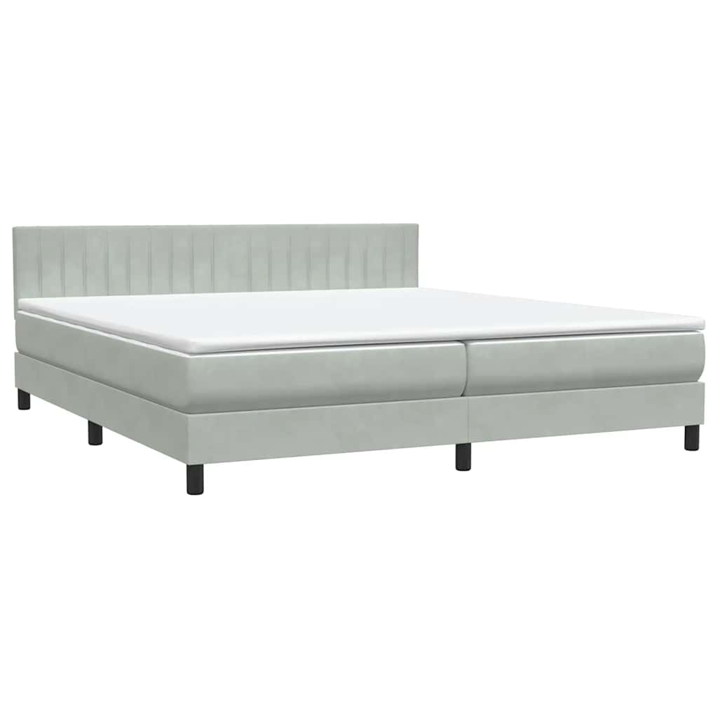 Boxspring met matras fluweel lichtgrijs 180x210 cm