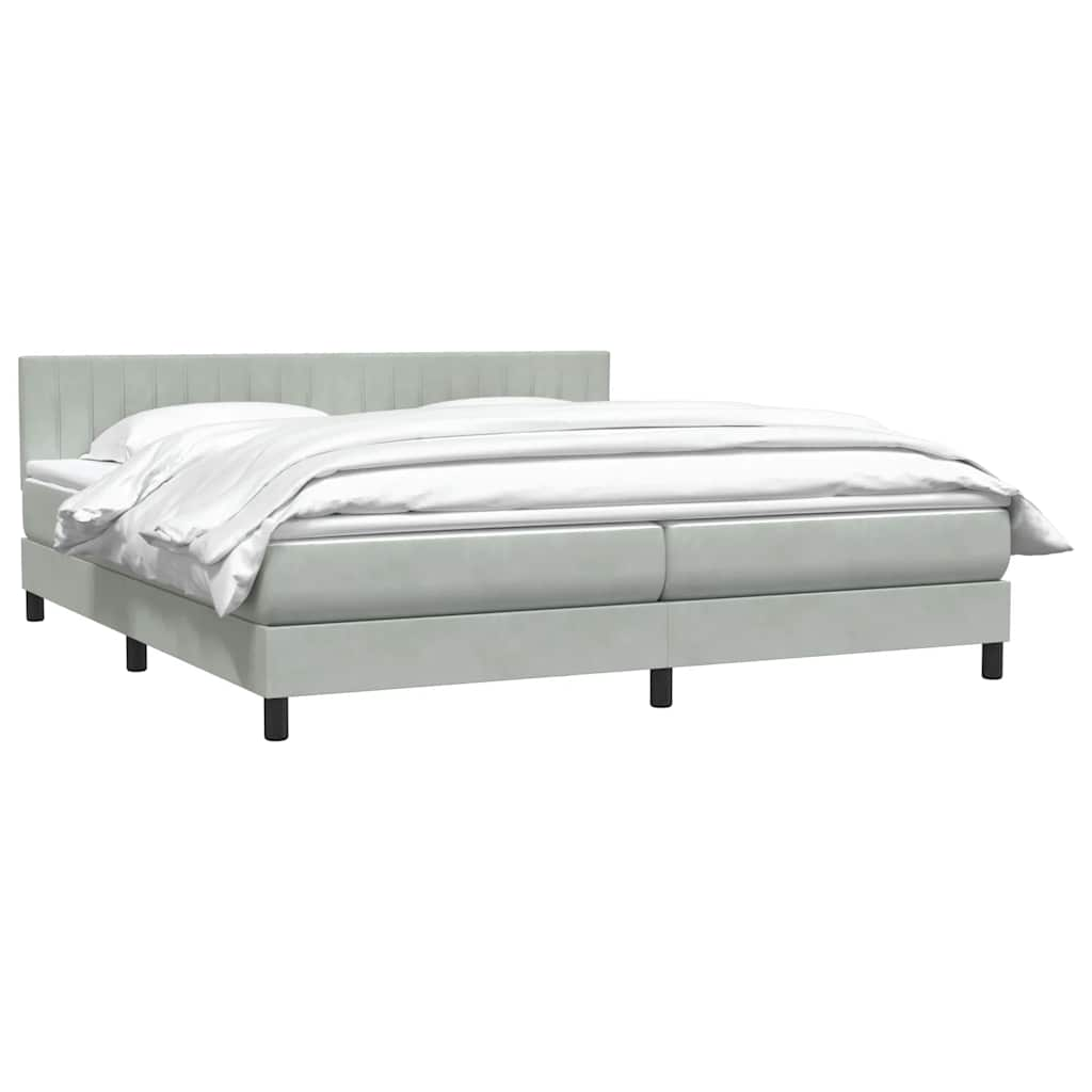 Boxspring met matras fluweel lichtgrijs 180x210 cm