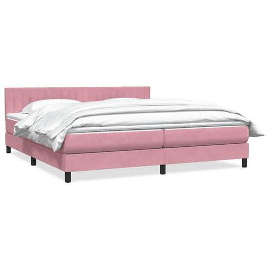 Boxspring met matras fluweel roze 180x210 cm