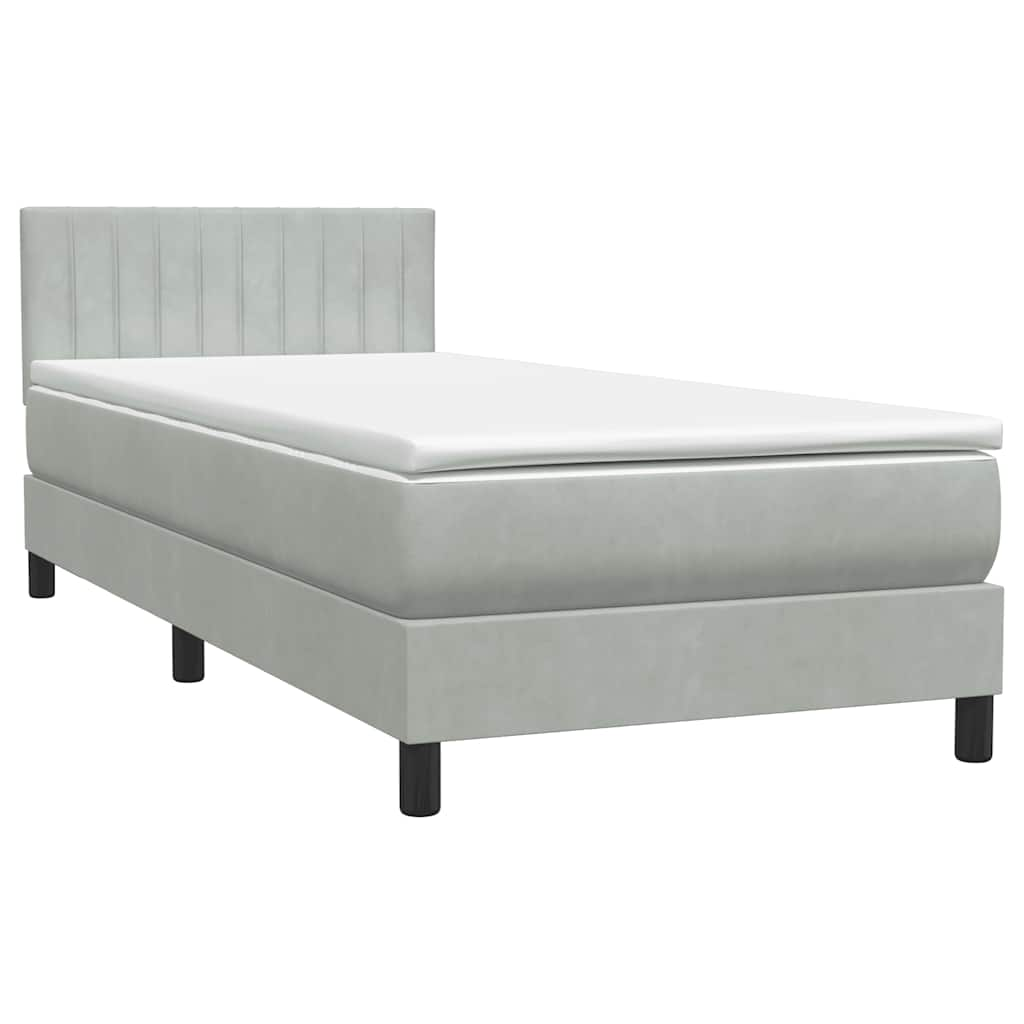 Boxspring met matras fluweel lichtgrijs 80x220 cm