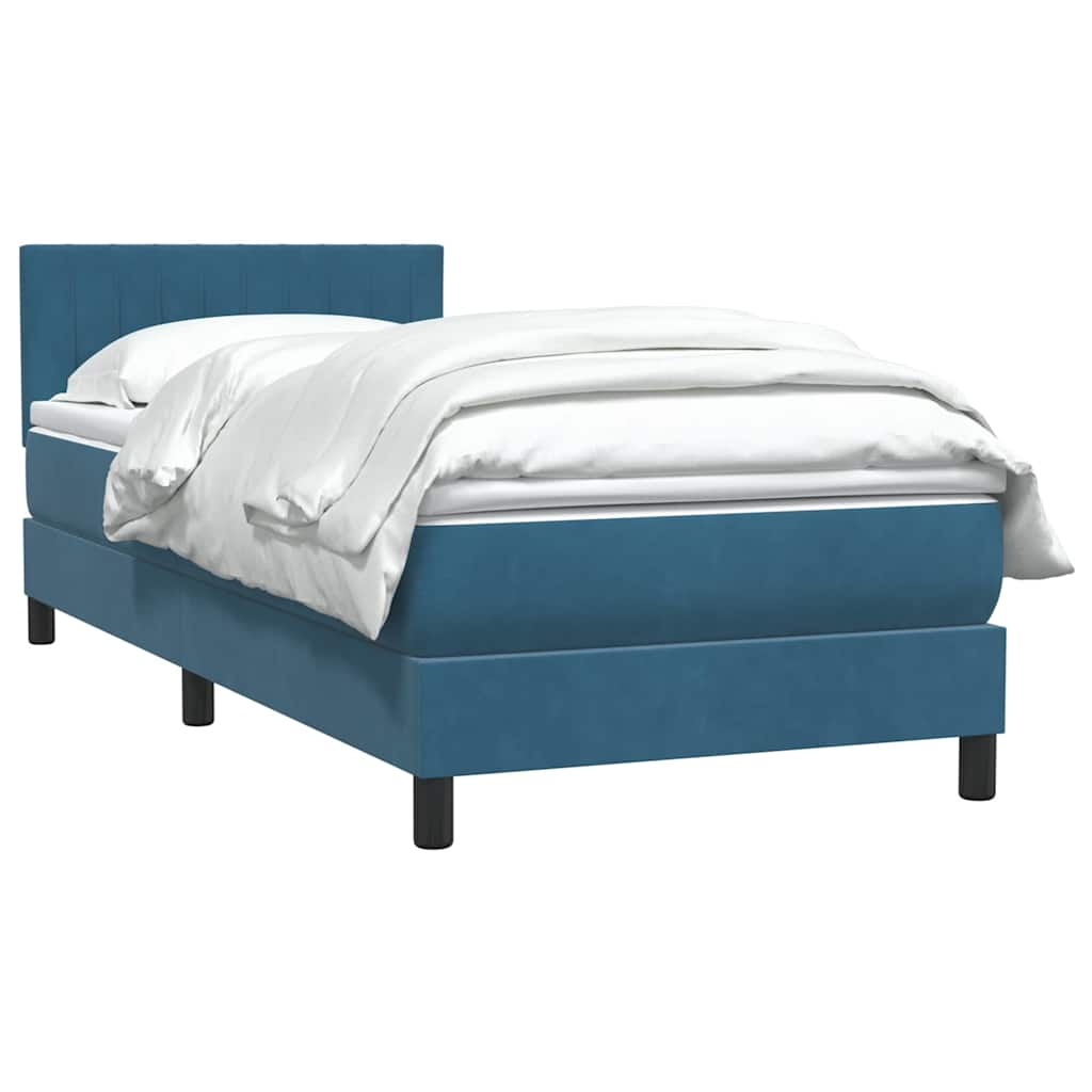 Boxspring met matras fluweel donkerblauw 80x220 cm