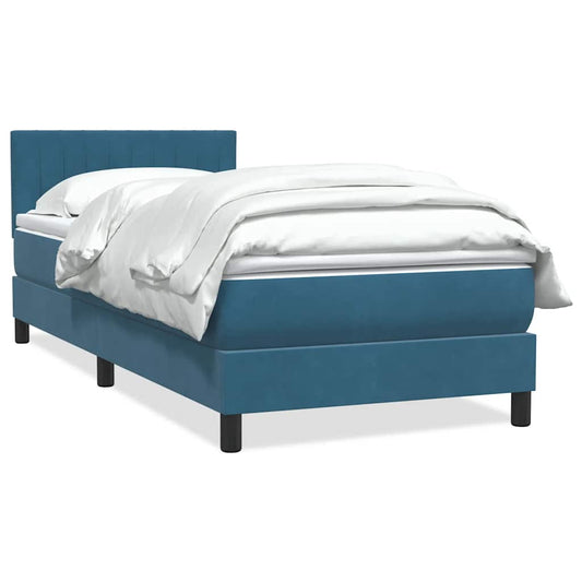 Boxspring met matras fluweel donkerblauw 80x220 cm