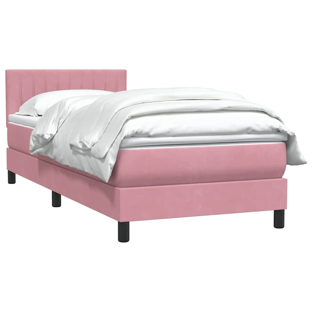 Boxspring met matras fluweel roze 80x220 cm