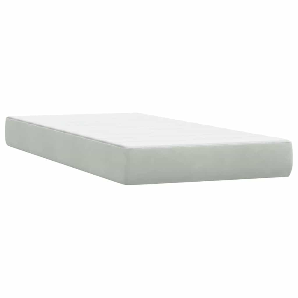 Boxspring met matras fluweel lichtgrijs 90x220 cm