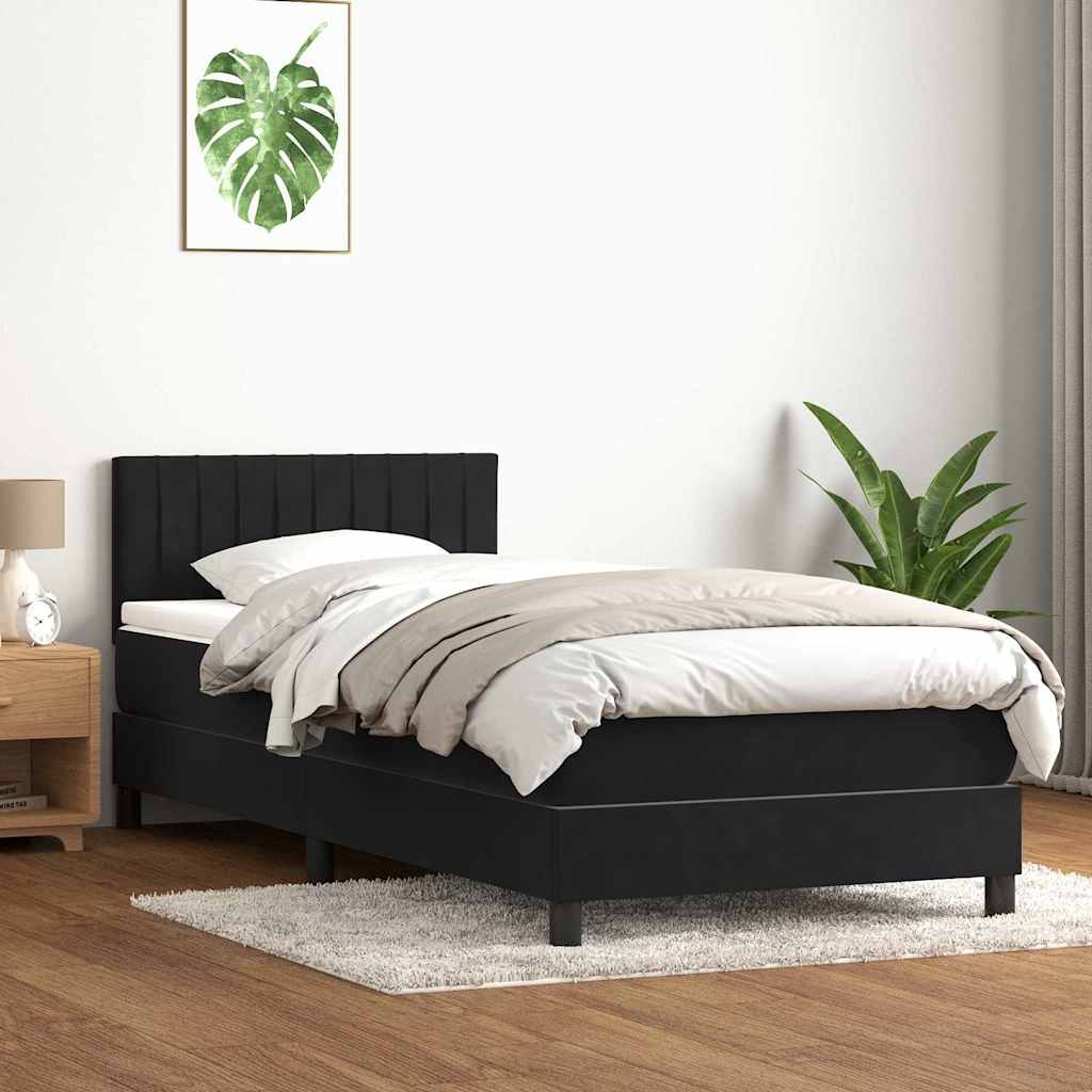 Boxspring met matras fluweel zwart 90x220 cm