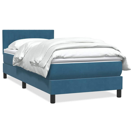 Boxspring met matras fluweel donkerblauw 90x220 cm