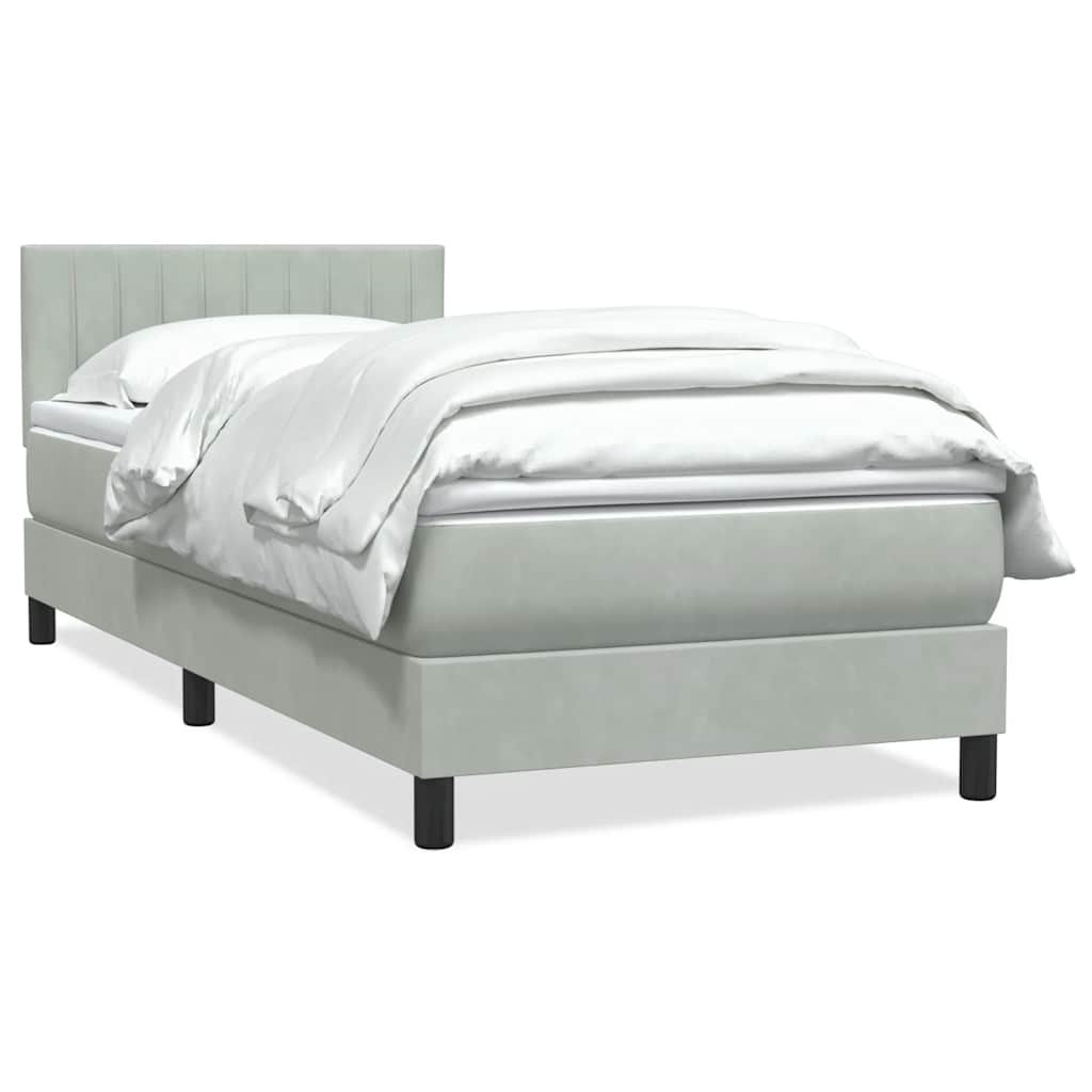 Boxspring met matras fluweel lichtgrijs 100x220 cm