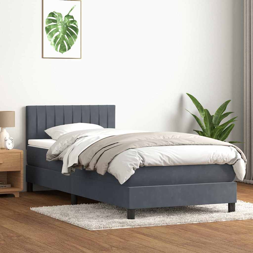 Boxspring met matras fluweel donkergrijs 100x220 cm