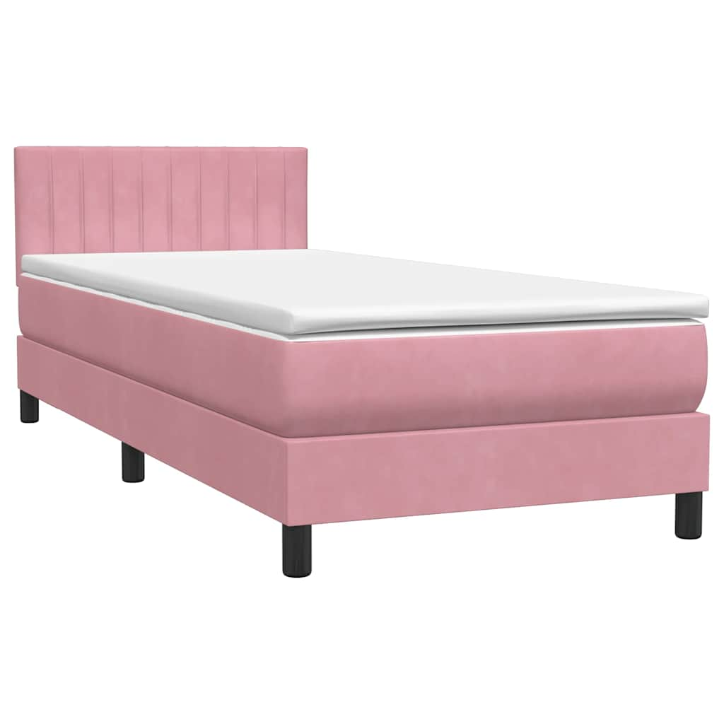 Boxspring met matras fluweel roze 100x220 cm