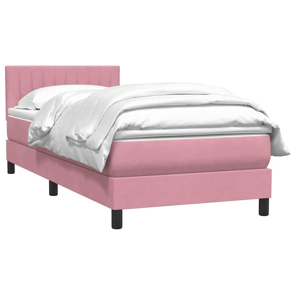 Boxspring met matras fluweel roze 100x220 cm