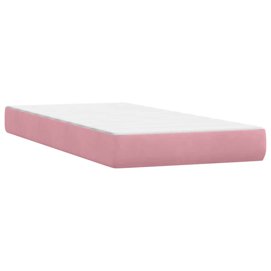 Boxspring met matras fluweel roze 100x220 cm