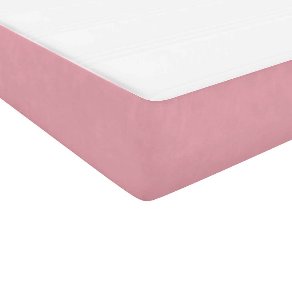 Boxspring met matras fluweel roze 100x220 cm