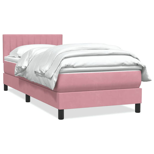 Boxspring met matras fluweel roze 100x220 cm