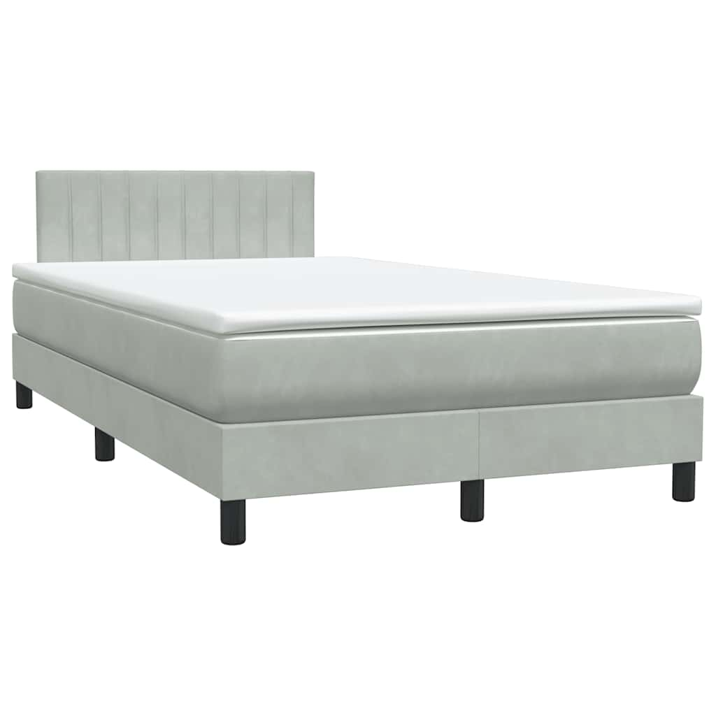 Boxspring met matras fluweel lichtgrijs 120x220 cm