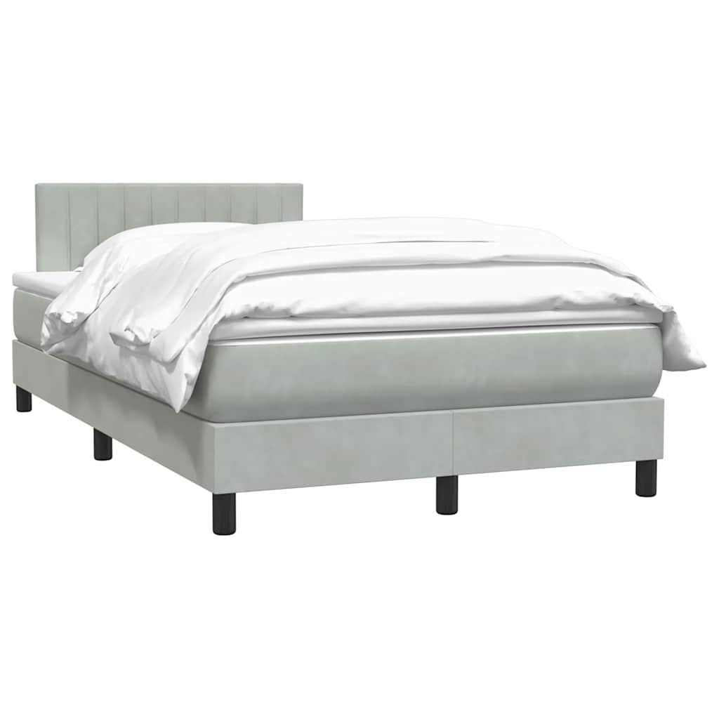 Boxspring met matras fluweel lichtgrijs 120x220 cm