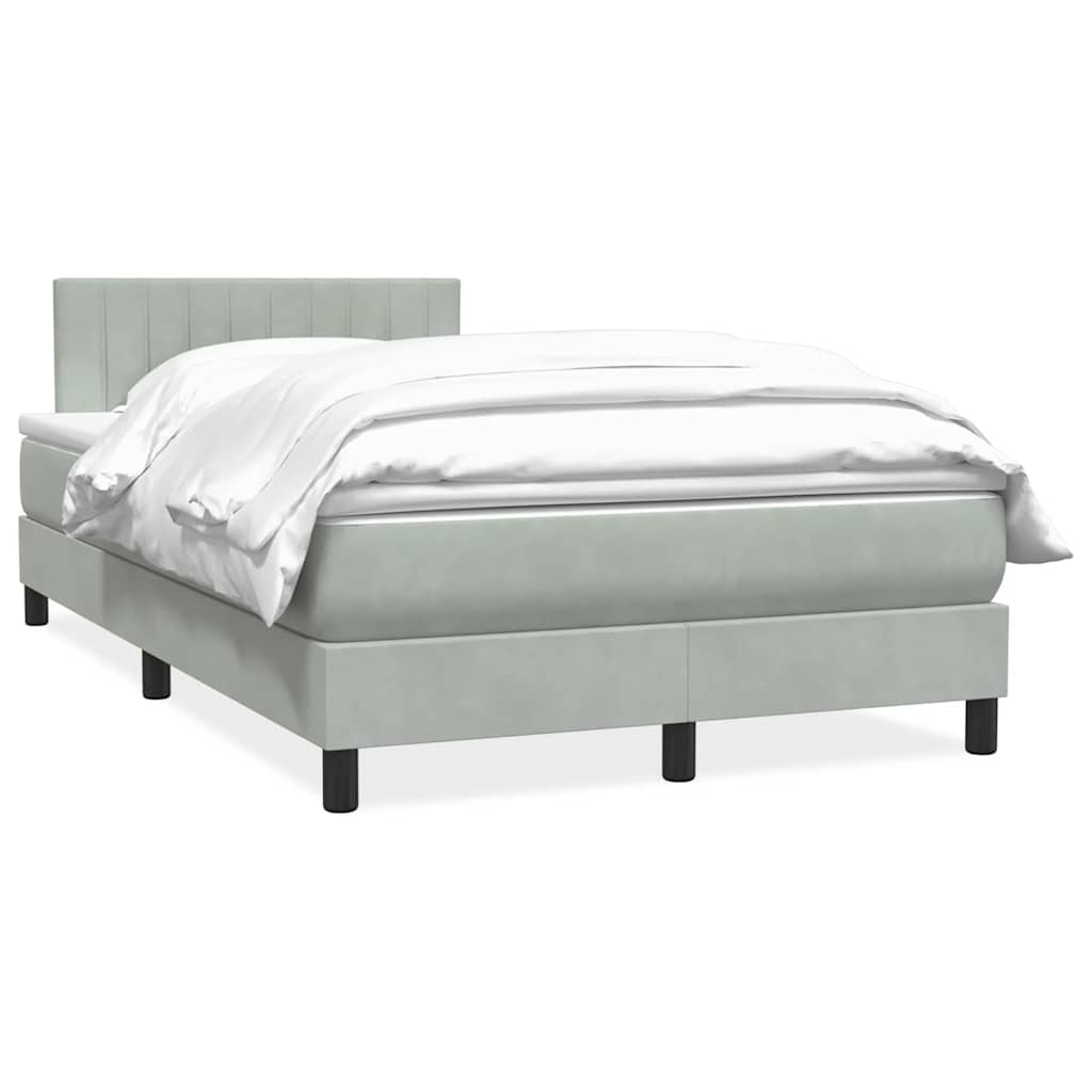 Boxspring met matras fluweel lichtgrijs 120x220 cm