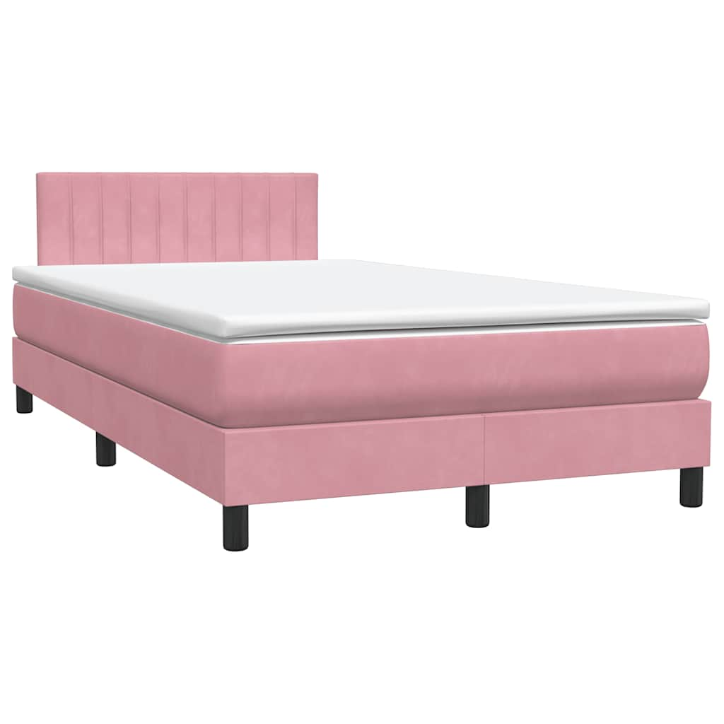 Boxspring met matras fluweel roze 120x220 cm