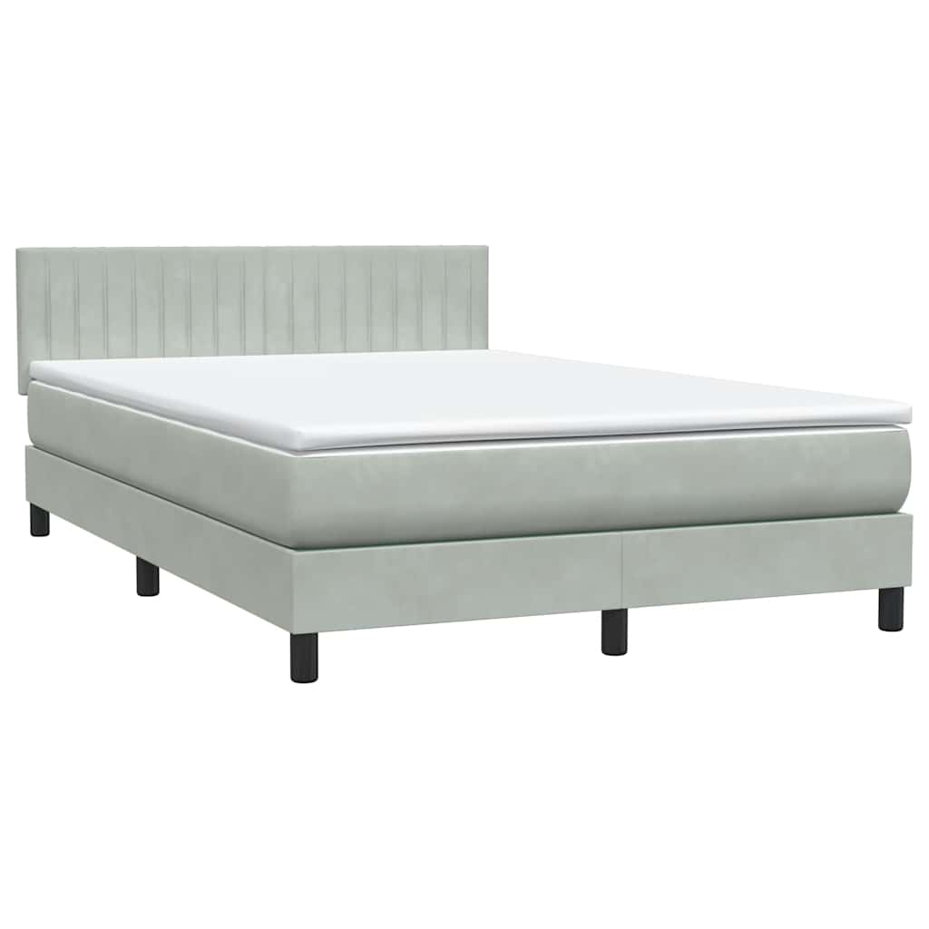 Boxspring met matras fluweel lichtgrijs 140x220 cm