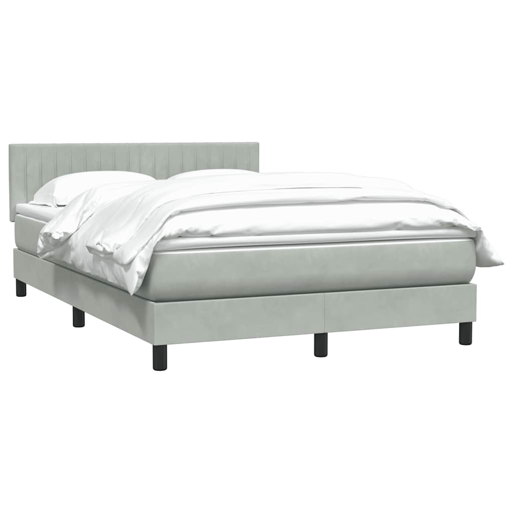 Boxspring met matras fluweel lichtgrijs 140x220 cm