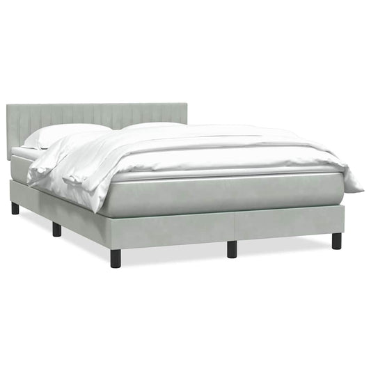 Boxspring met matras fluweel lichtgrijs 140x220 cm