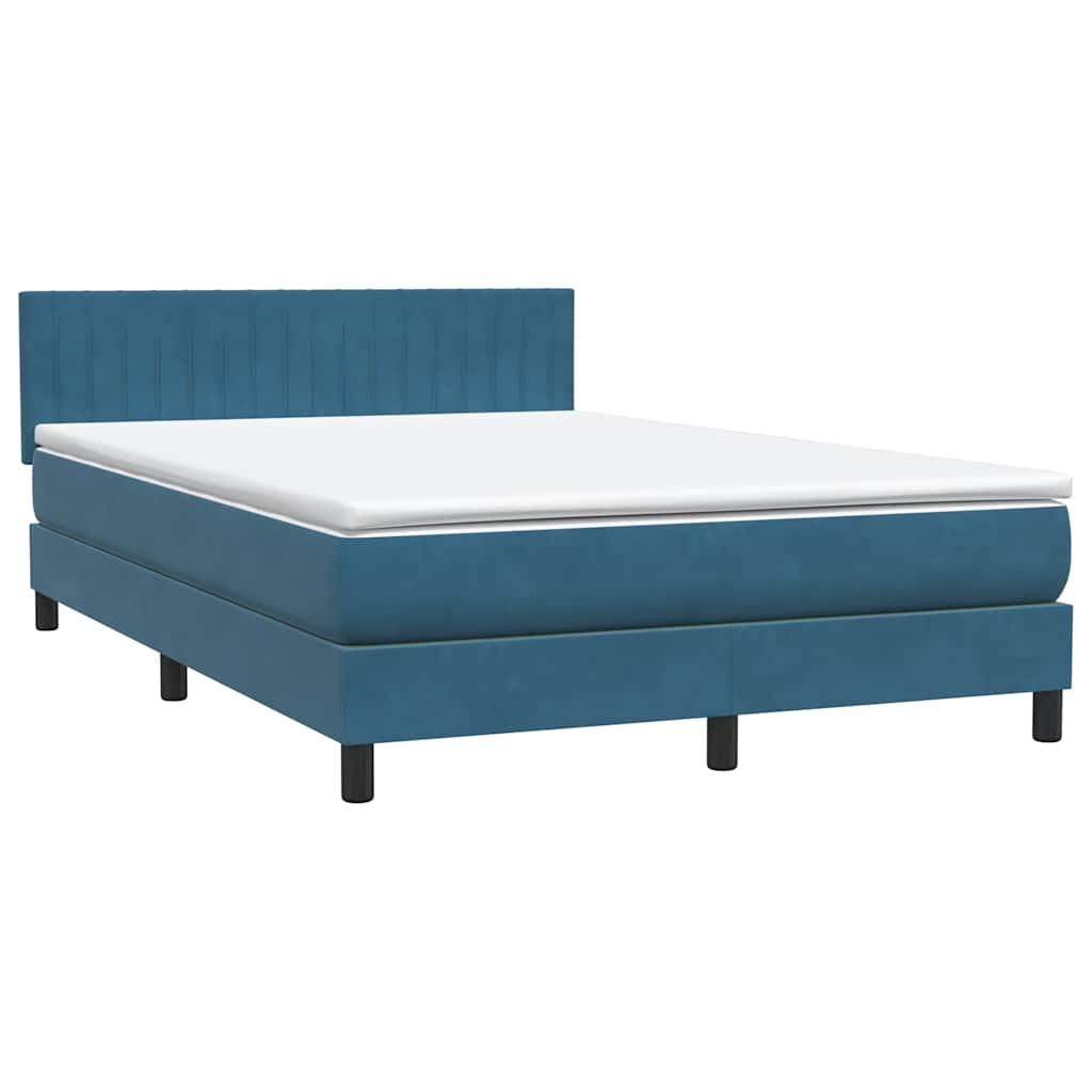 Boxspring met matras fluweel donkerblauw 140x220 cm