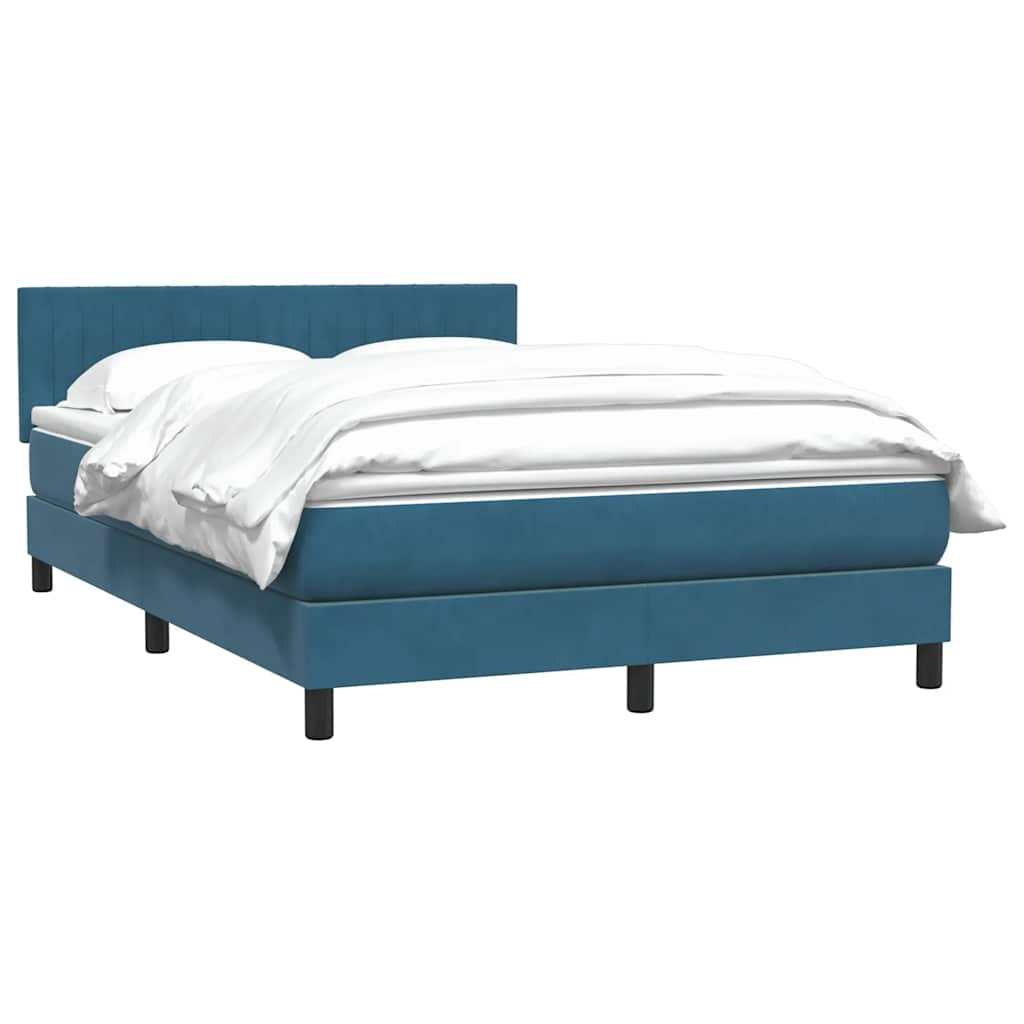 Boxspring met matras fluweel donkerblauw 140x220 cm