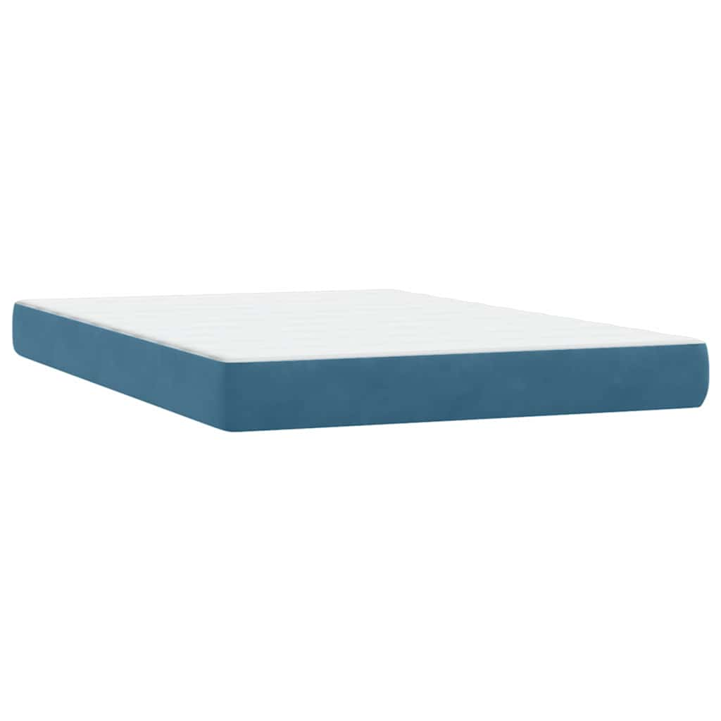 Boxspring met matras fluweel donkerblauw 140x220 cm