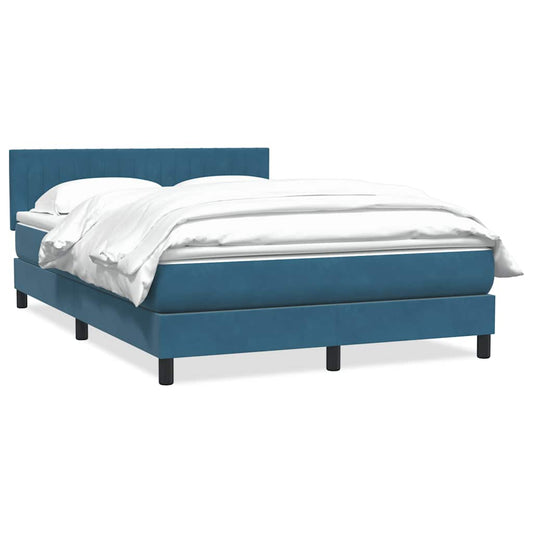 Boxspring met matras fluweel donkerblauw 140x220 cm