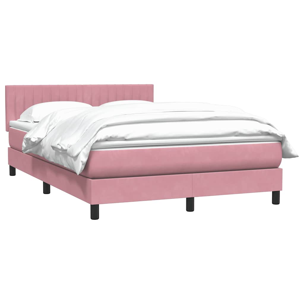 Boxspring met matras fluweel roze 140x220 cm