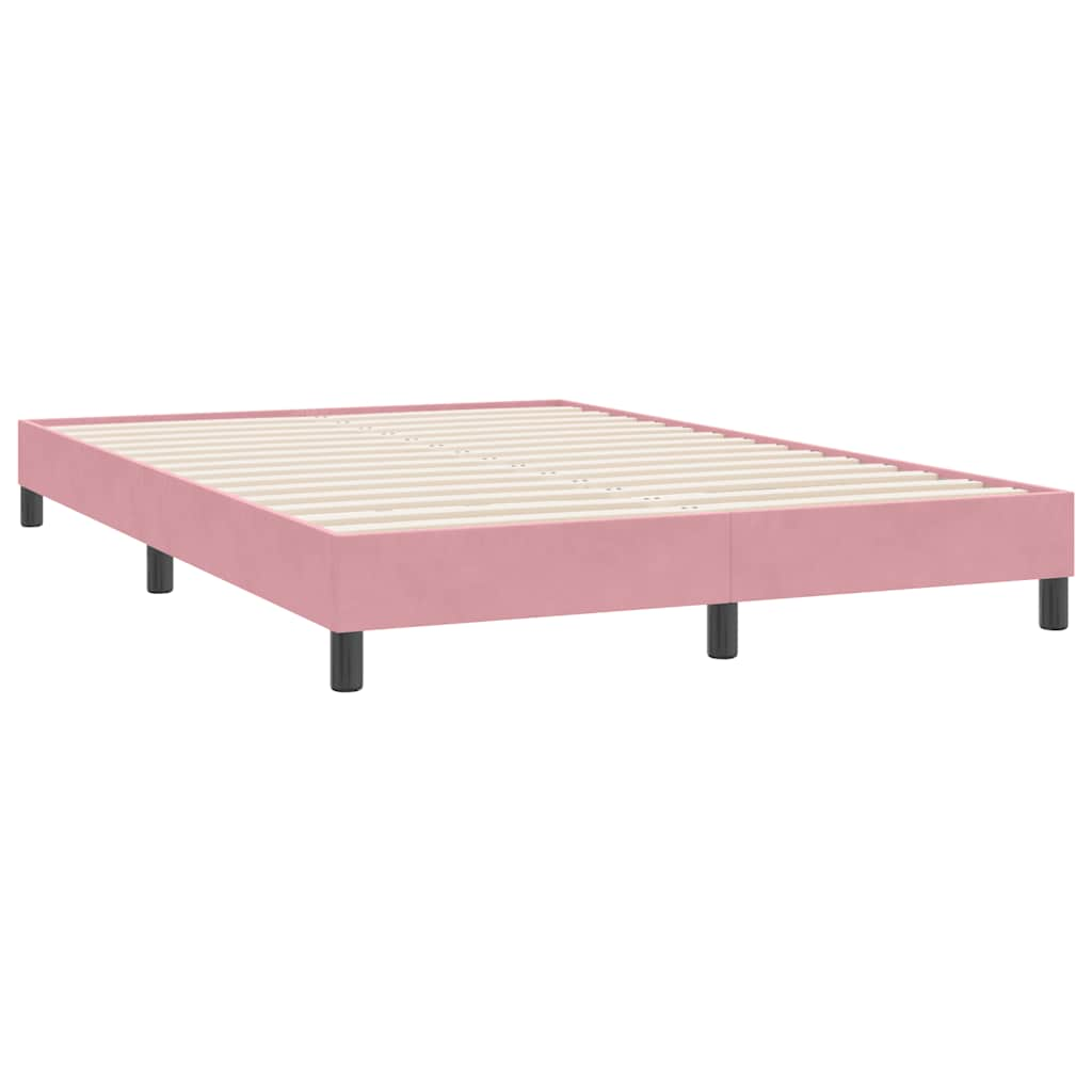 Boxspring met matras fluweel roze 140x220 cm