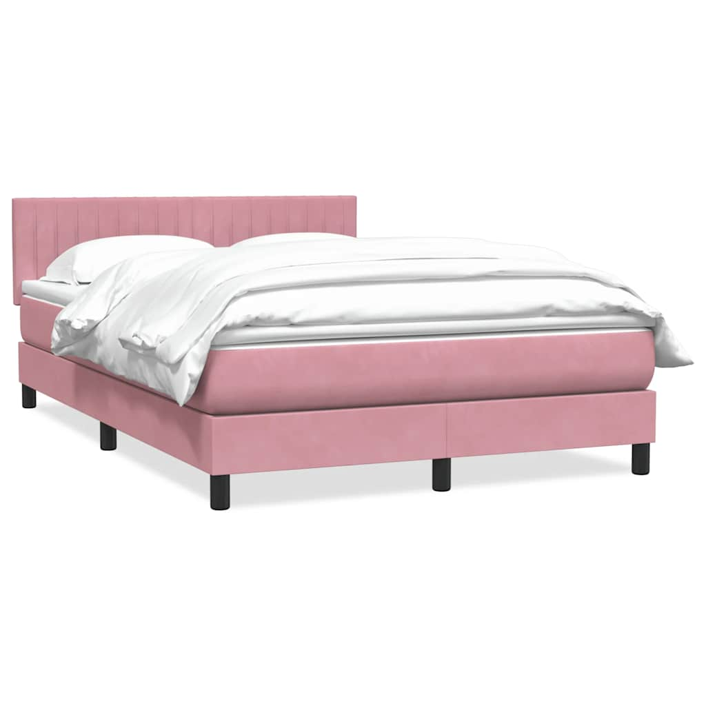 Boxspring met matras fluweel roze 140x220 cm