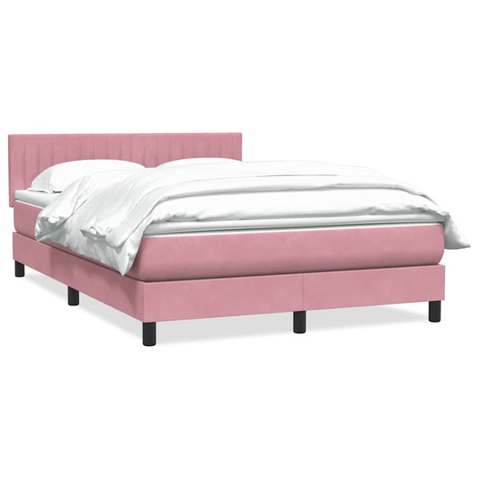 Boxspring met matras fluweel roze 160x220 cm