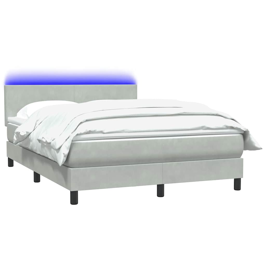 Boxspring met matras fluweel lichtgrijs 160x220 cm