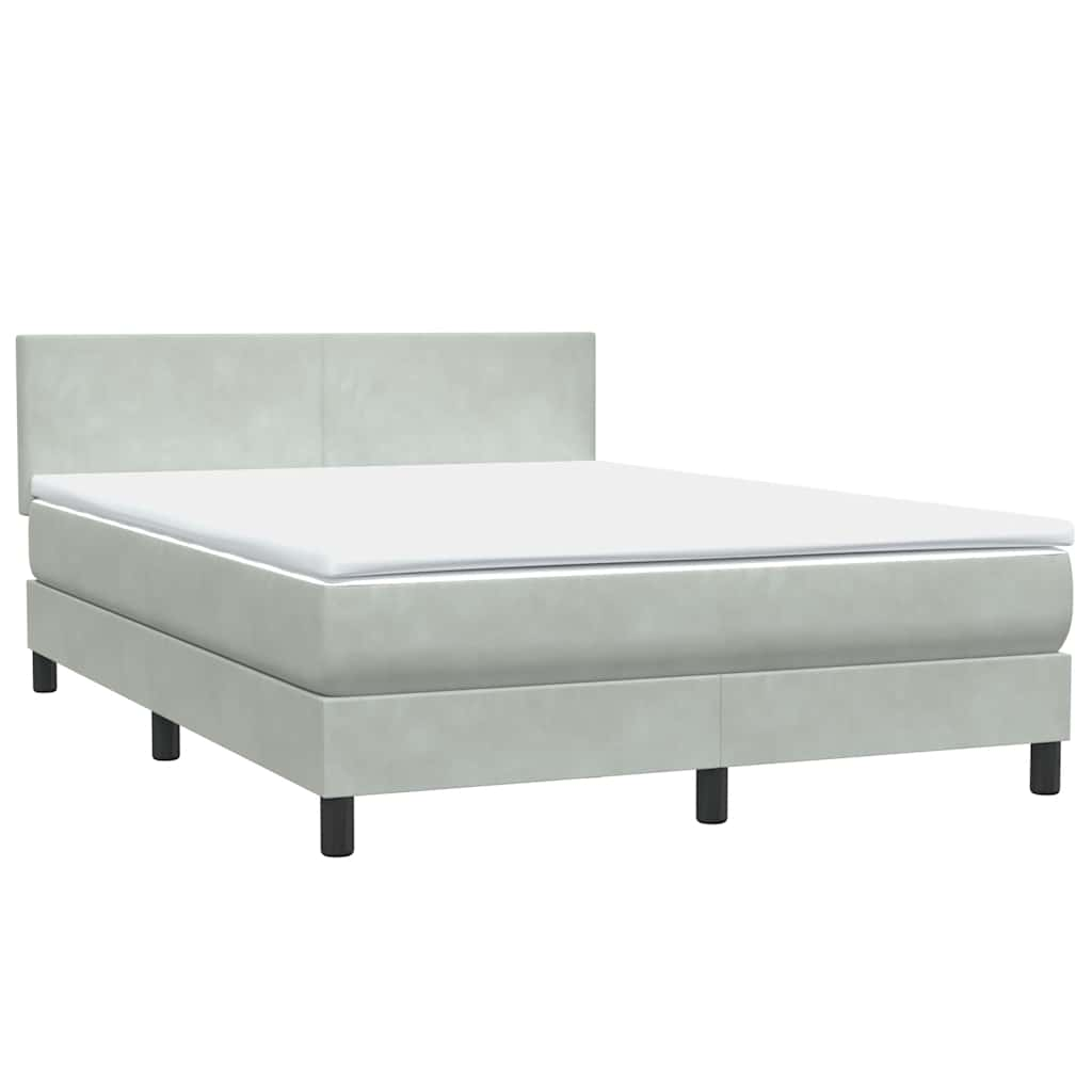 Boxspring met matras fluweel lichtgrijs 160x220 cm