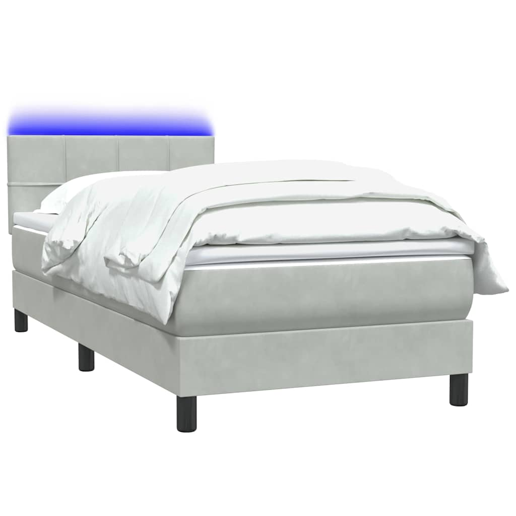 Boxspring met matras fluweel lichtgrijs 90x220 cm