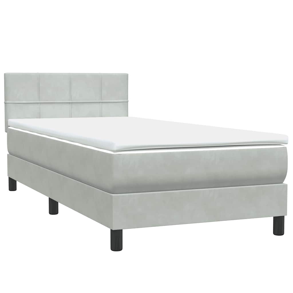 Boxspring met matras fluweel lichtgrijs 90x220 cm