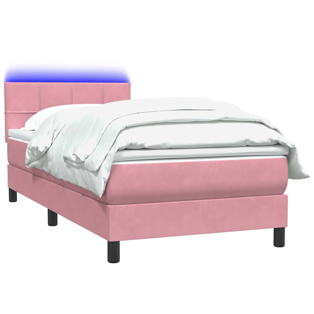 Boxspring met matras fluweel roze 90x220 cm