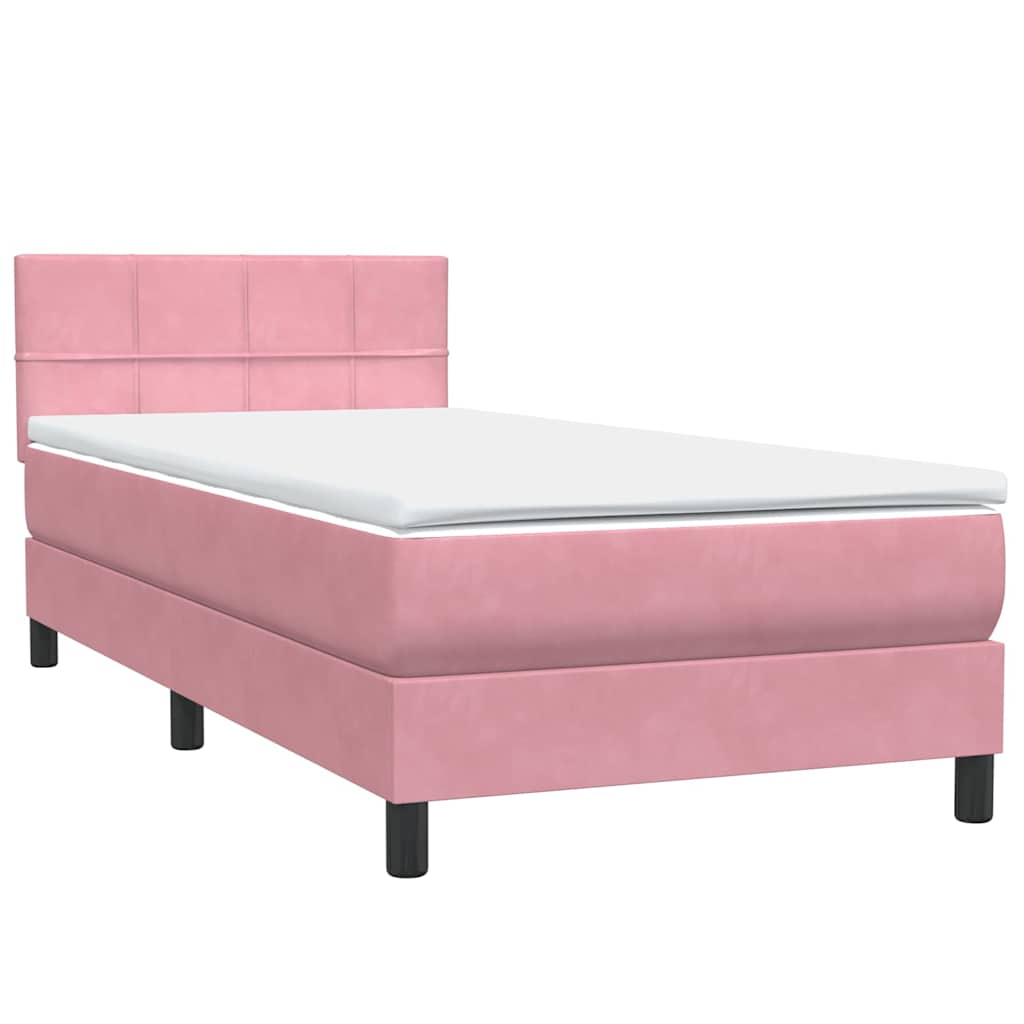 Boxspring met matras fluweel roze 90x220 cm