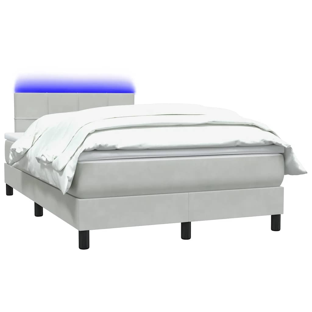 Boxspring met matras fluweel lichtgrijs 120x220 cm