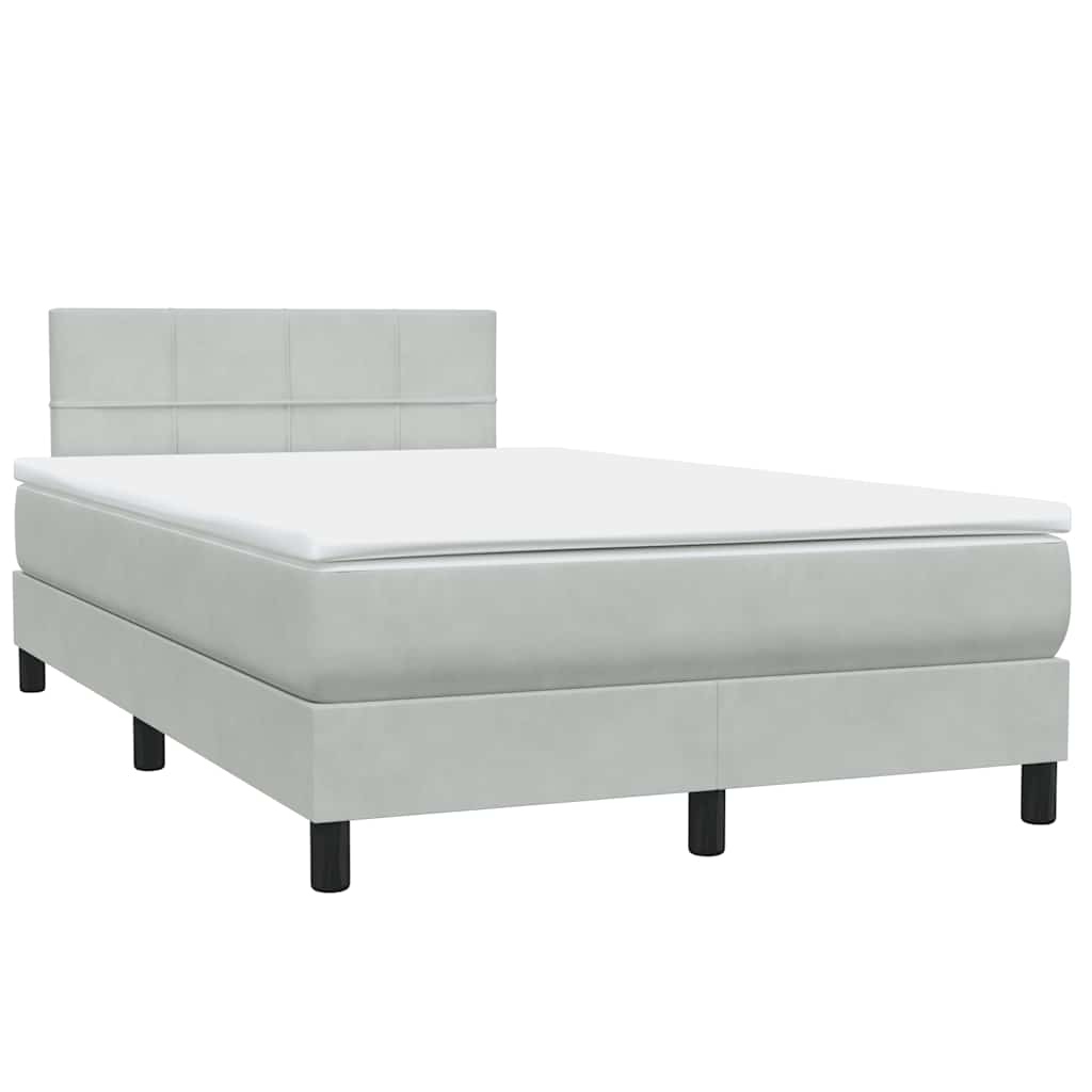 Boxspring met matras fluweel lichtgrijs 120x220 cm