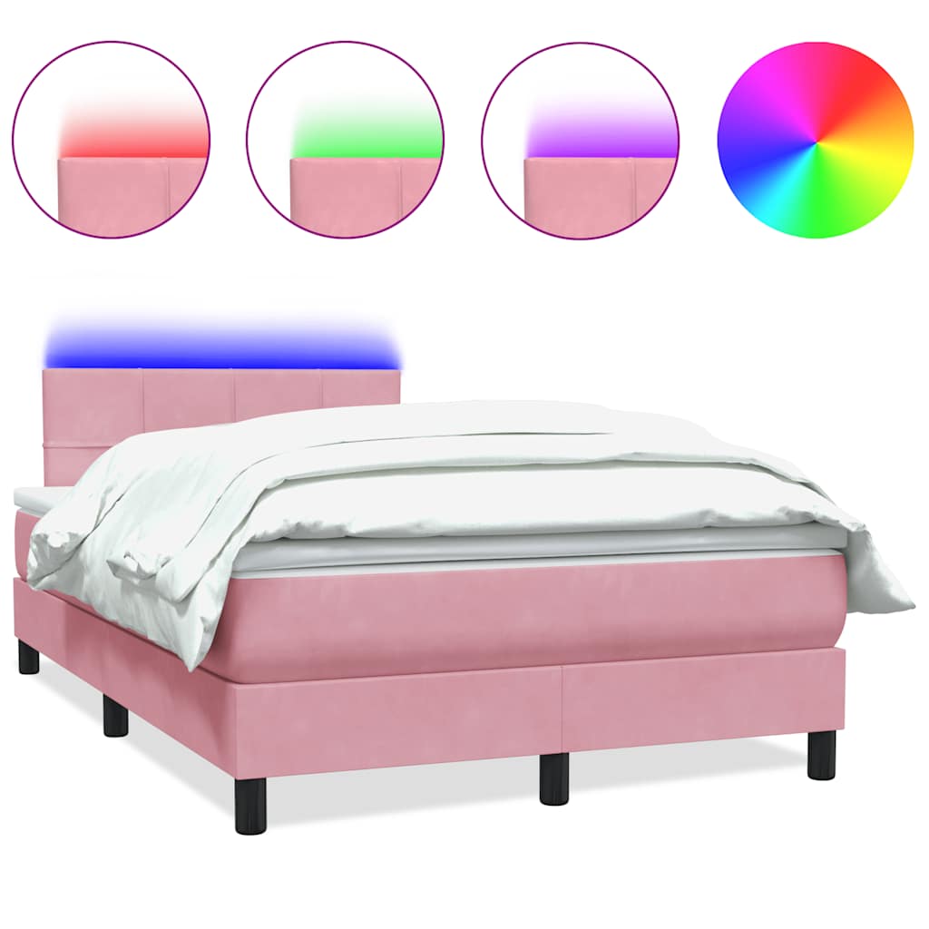 Boxspring met matras fluweel roze 120x220 cm