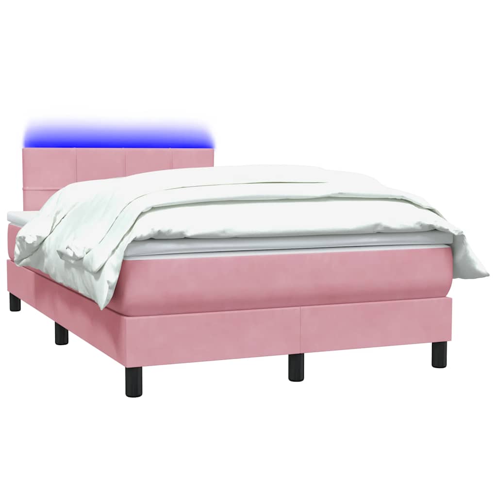 Boxspring met matras fluweel roze 120x220 cm