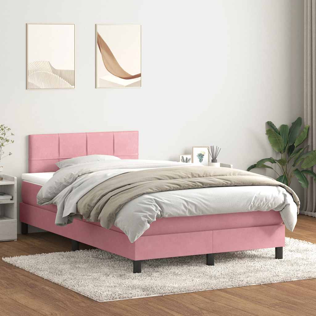 Boxspring met matras fluweel roze 120x220 cm