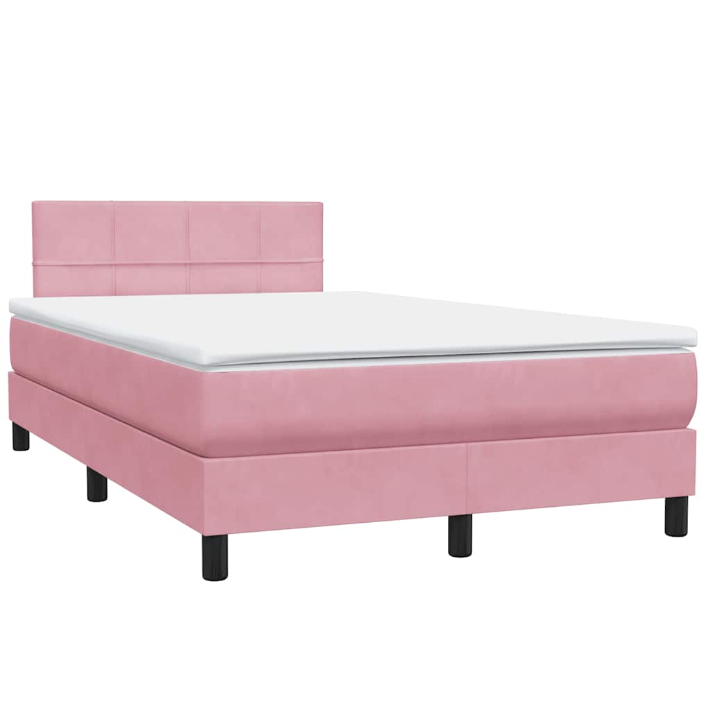 Boxspring met matras fluweel roze 120x220 cm