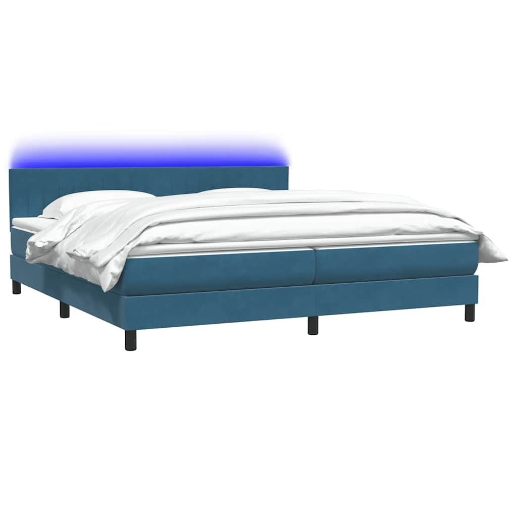 Boxspring met matras fluweel donkerblauw 200x210 cm