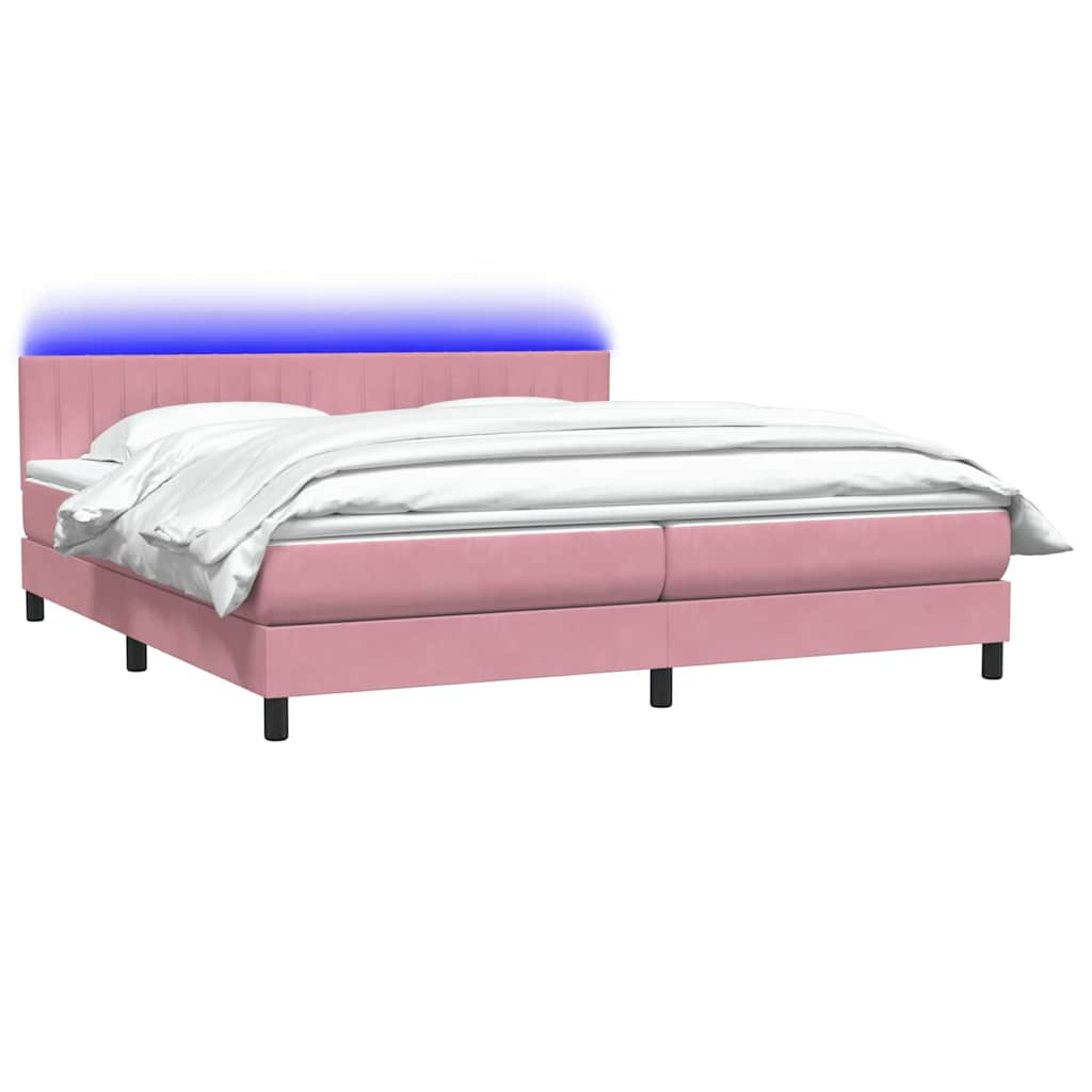 Boxspring met matras fluweel roze 200x210 cm