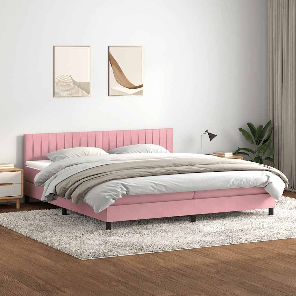 Boxspring met matras fluweel roze 200x210 cm