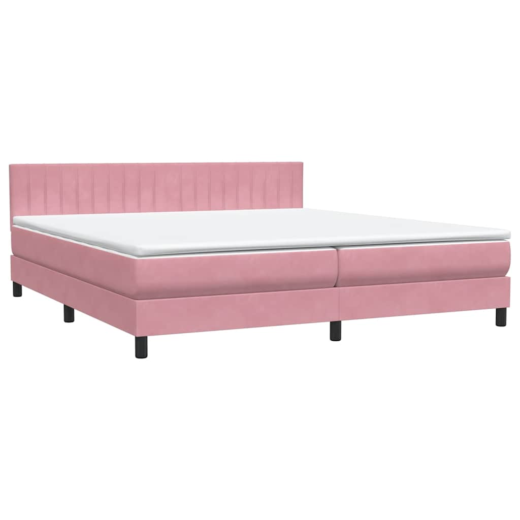 Boxspring met matras fluweel roze 200x210 cm