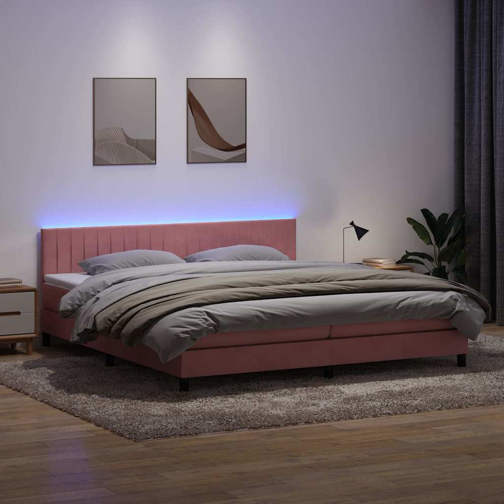 Boxspring met matras fluweel roze 200x210 cm