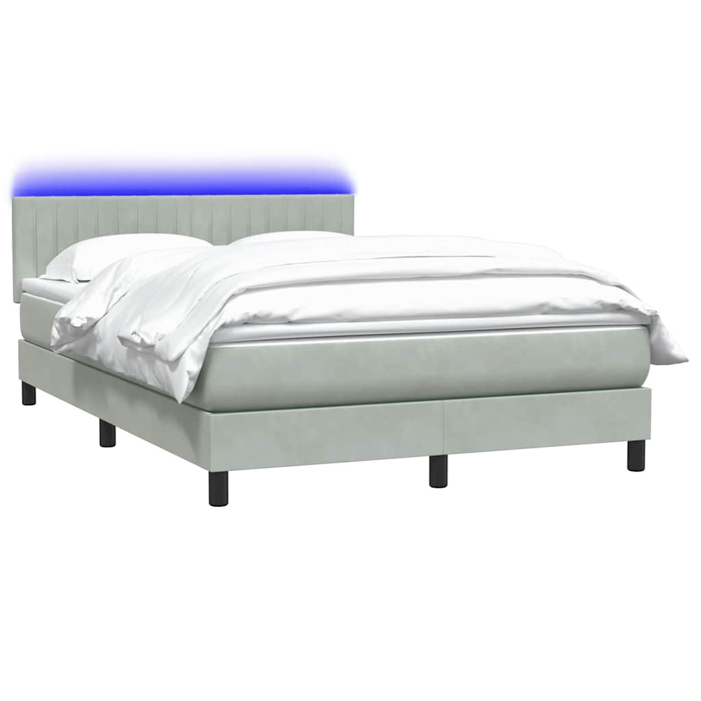 Boxspring met matras fluweel lichtgrijs 160x220 cm